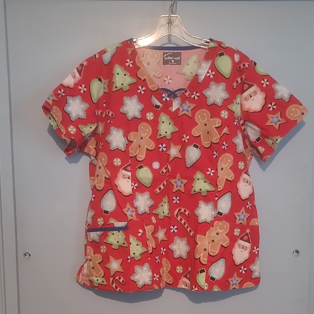 Butter-Soft Christmas Theme Scrub Top